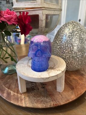 Epoxy resin Blue and Pink Glitter Skull Decorative Accent